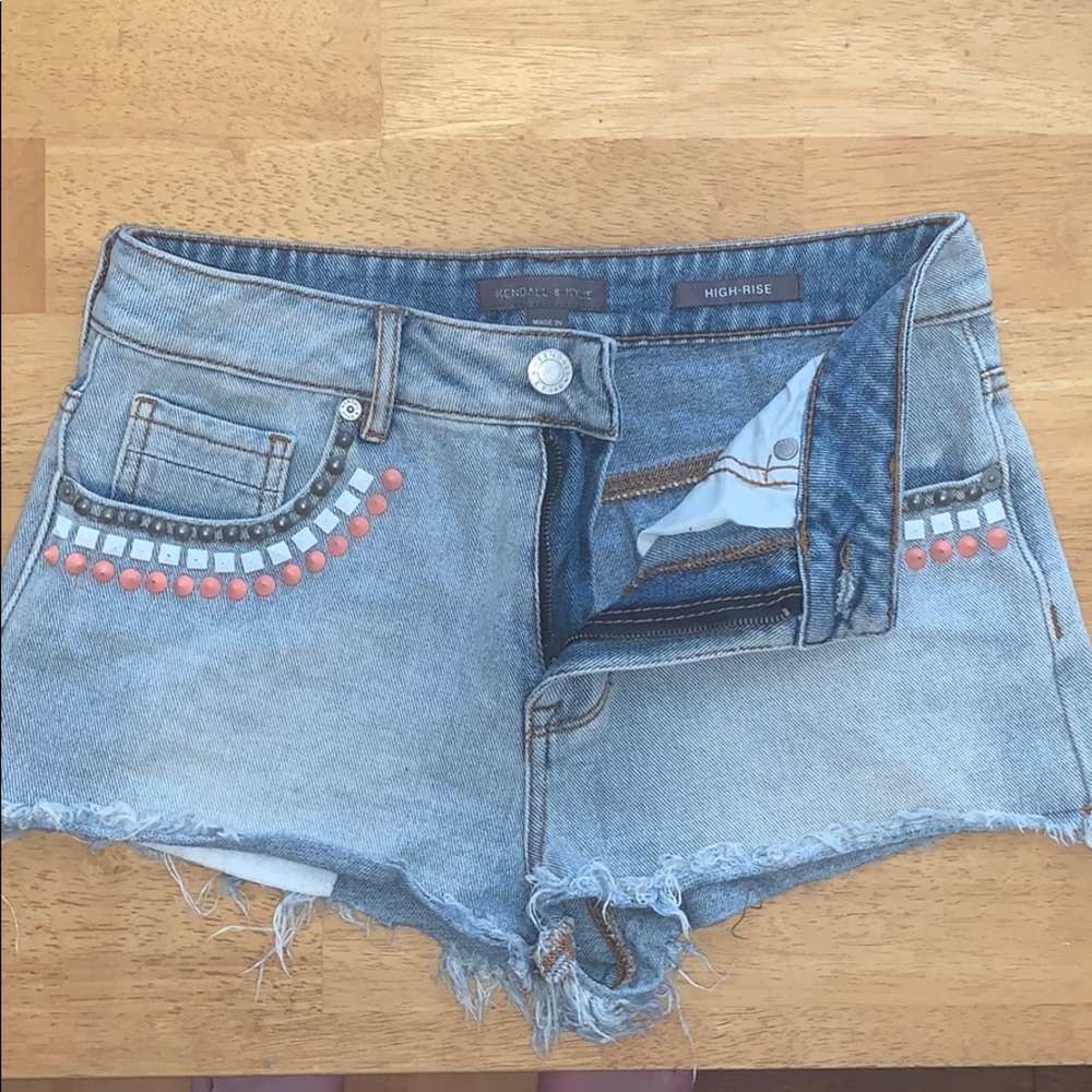 High rise denim shorts